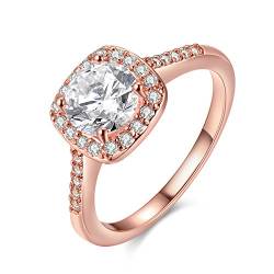 Uloveido Frauen Rose Gold Plated Solitaire Hochzeit Engagement Braut Ringe Square Zirkonia (Rose Gold Farbe, Größe 52) KR002 von Uloveido