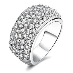 Uloveido Frauen Runde Sparky Zirkonia Pave Eternity Band Wide Hochzeit Verlobungsring CR002 (Platinum, 52 (16.6)) von Uloveido