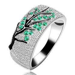 Uloveido Frauen Voll Zirkonia Hochzeitsband Tropfglasur Schwarz Zweig Grüner Baum Blatt Art Deco Jubiläumsring Y524 (Größe 52 (16.6)) von Uloveido