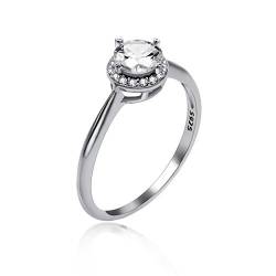Uloveido Frauen Weißes Gold Überzogenes Labor Erstellt Diamant Hochzeit Verlobungsring Solide 925 Sterling Silber Versprechen Ringe für Sie 1,54g Größe 57 (18,1) LJ045 von Uloveido