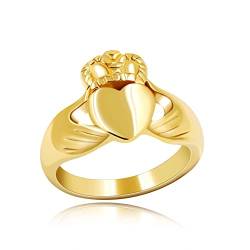 Uloveido Gold Farbe Edelstahl Irish Claddagh Herz Freundschaft Versprechen Ring Hochzeit Band Verlobungsringe für Männer Y981 von Uloveido