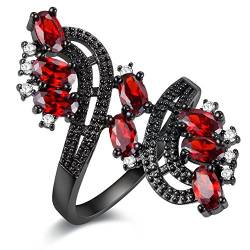 Uloveido Große rote Blume Ring für Mom Female Jewellery Black Ring mit roten Steinen Größe 59 (18.8) J656 von Uloveido