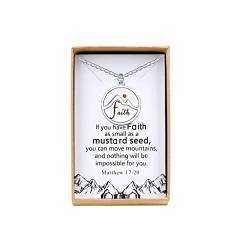 Uloveido Halskette mit Senfsamen, religiöses Geschenk, Bibelvers-Zitat, christlicher Schmuck, inspirierendes Geschenk für Frauen und Mädchen, Harz, Kein Edelstein von Uloveido
