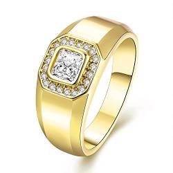 Uloveido Herren 9 mm vergoldet quadratisch simuliert Diamant Ehering Verlobungsringe für Jungen Größe 52 (16,6) KR204 von Uloveido