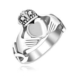 Uloveido Herren Edelstahl Claddagh-Ring mit keltischem Knoten Ewigkeit Design Freundschaft Liebe Treue Ehering Y2145, Edelstahl von Uloveido