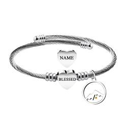 Uloveido Individueller gravierbarer Namen, inspirierendes Berg-Armband, Edelstahl, christliche Geschenke für Männer und Frauen, religiöser Glaube, Schmuck, M, Edelstahl, Kein Edelstein von Uloveido