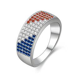 Uloveido Platin plattiert einfache Multicolor Metall Finger Ring Band Hochzeit Verlobung Geburtstag Ring mit roten blauen Steinen Y386 von Uloveido