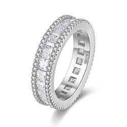 Uloveido Silber Farbe Quadrat Princess Cut Zirkonia Eternity Band CZ Hochzeit Verlobungsringe für Frauen PJ4279 (Größe 54) von Uloveido