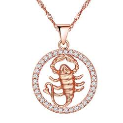 Uloveido Sternzeichen Anhänger Halskette für Mädchen Rose Gold Plated Skorpion Zeichen Halskette für Frauen Geburtstag Schmuck Geschenk mit Zirkonia N1047 von Uloveido