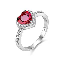 Uloveido Womens Solitaire Engagement Eternity Ring mit rotem Herz Love Knot natürlicher Granat - einzigartiger Sterlingsilber Verpackungsgröße 57 (18.1) CJ007 von Uloveido
