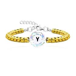 Uloveido Y2022-UK Personalisiertes Hämatit-Armband mit Initialen, personalisierbares Kristallarmband für Damen und Mädchen zum Geburtstag, Edelstahl, Hämatit von Uloveido