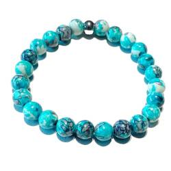 Jade aqua blau Edelstein Stretch Kugel Armband Längen Wahl DisplayLength 17 von Ulrike Schmitt Edelsteinkreationen