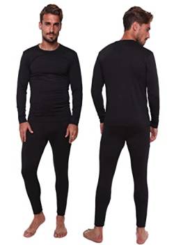 Thermounterwäsche für Herren, langes John-Set für kaltes Wetter, Herren, 2-teiliges langärmeliges Oberteil und Hose, mit Fleece gefüttert, Basisschicht, Thermounterwäsche, Schwarz, XXX-Large von Ultra Dry