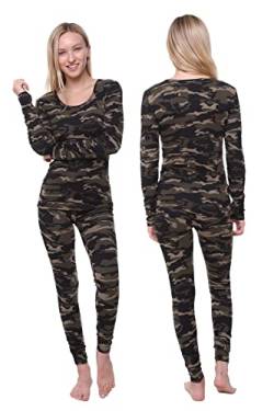 Ultra Dry Damen-Thermo-Unterwäsche-Set; Basisschicht, weiches Fleece-Futter, 2-teiliges Oberteil und lange Unterhose, Camouflage, X-Large von Ultra Dry
