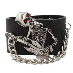 Ultra Gitarre Skelett Leder Goth Steampunk Armband Emo Punk Cyber ​​Wrist Cuff Herren Damen Armbänder Biker Rock Vintage Gothic Stil Erwachsene Herren Armbänder Damen Armband Cyber ​​Goth von UltraByEasyPeasyStore