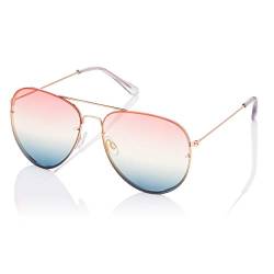 Ultra Pilot Sonnenbrille – Erwachsene Goldener Rahmen mit Rosa Bis Blauen Gläsern Herren- und Damensonnenbrille Metallrahmen Retro 80er Jahre Klassischer Stil Damen Herren UV400-Schutz Navigator von UltraByEasyPeasyStore