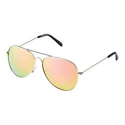 Ultra Pilot Sonnenbrille – Erwachsene Goldrahmen mit Rosa Verspiegelten Gläsern Herren- und Damensonnenbrille Metallrahmen Retro 80er Jahre Klassischer Stil Damen Herren UV400-Schutz Navigator von UltraByEasyPeasyStore