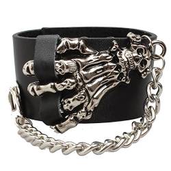 Ultra Skeletthand Leder Goth Steampunk Armband Emo Punk Cyber ​​Wrist Cuff Herren Damen Armbänder Biker Rock Vintage Gothic Style Erwachsene Herren Armbänder Damen Armband Cyber von UltraByEasyPeasyStore