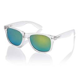 Ultra Sonnenbrille Klarer Rahmen mit Grünen Sunset-Gläsern - Erwachsene Klassische Retro-Sonnenbrille Damen-Sonnenbrille Mann Transparente Brille Modebrille UV400-Schutzspiegel-Sonnenbrille Klare von UltraByEasyPeasyStore
