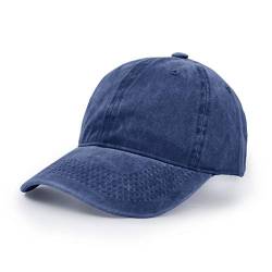 Baseballmütze, Waschbarer Stoff Baumwolle Verstellbarer Outdoor Sonnenhut Lässiger Unisex-Hip-Hop-Hut Hysteresenkappe Marine Blau von UltraKey