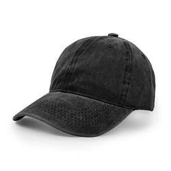 Baseballmütze, Waschbarer Stoff Baumwolle Verstellbarer Outdoor Sonnenhut Lässiger Unisex-Hip-Hop-Hut Hysteresenkappe Schwarz von UltraKey