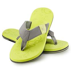 Ultrapower Flip-On Damen Zehentrenner | Flip Flops | Badelatschen | Strandschuhe | Duschlatschen | Zehenstegpantolette | Bad | Sauna Schuhe | Sandalen | ZT2 | Gelb/Grau | Gr.36 von Ultrapower