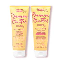 Umberto Giannini Banana Butter Nourishing Superfood Shampoo & Conditioner Set, pour cheveux secs, texturés ou crépus von Umberto Giannini