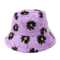 Umeepar Wintermütze aus Kunstfell, flauschig, warm, für Damen und Herren, Daisy Purple, Einheitsgröße von Umeepar