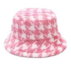 Umeepar Wintermütze aus Kunstfell für Damen, Herren, Houndstooth Rosa von Umeepar