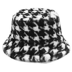 Umeepar Wintermütze aus Kunstfell für Damen, Herren, Houndstooth Schwarz von Umeepar