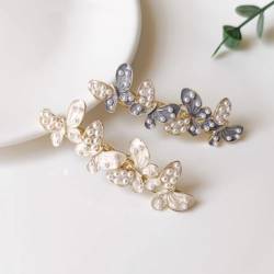 Schmetterlings-Haarspangen, 2 Stück, Haarspangen mit Perlen, elegante Entenschnabel-Clips, Braut, Hochzeit, Haarspangen für Frauen und Mädchen von Umiin