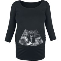 Umstandsmode Langarmshirt - Ultraschall Metal Hand Baby - S bis 3XL - für Damen - Größe 3XL - schwarz von Umstandsmode