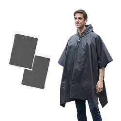 Umtiti Regen Ponchos für Frauen und Männer (2-Pack) mit Kordelzug Kapuze für Erwachsene，Regencape mit Kapuze für Festival, Konzert, Wandern, Radfahren, Camping, Outdoor.BK-2pcs von Umtiti