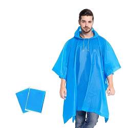 Umtiti Regen Ponchos für Frauen und Männer (2-Pack) mit Kordelzug Kapuze für Erwachsene，Regencape mit Kapuze für Festival, Konzert, Wandern, Radfahren, Camping, Outdoor.BU-2pcs von Umtiti