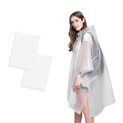 Umtiti Regen Ponchos für Frauen und Männer (2-Pack) mit Kordelzug Kapuze für Erwachsene，Regencape mit Kapuze für Festival, Konzert, Wandern, Radfahren, Camping, Outdoor.WH-2pcs von Umtiti