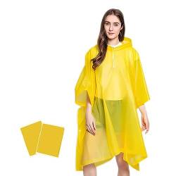 Umtiti Regen Ponchos für Frauen und Männer (2-Pack) mit Kordelzug Kapuze für Erwachsene，Regencape mit Kapuze für Festival, Konzert, Wandern, Radfahren, Camping, Outdoor.YE-2pcs von Umtiti