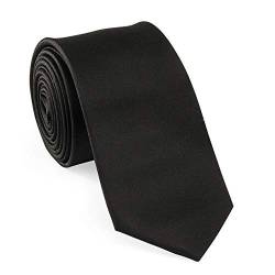 Una Krawatte Plain Einfarbig reine Seide 6cm, Farbe:schwarz (79) von Una