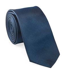 Una Krawatte Plain einfarbig reine Seide 6cm in vielen Farben, Farbe:dunkelblau (17) von Una