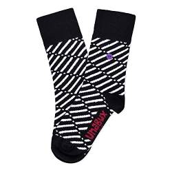 Unabux unisex Socken Snazzy mit Kaschmiranteil Herren und Damen - Fun Socken bunt - schwarz und weiß (Modell BUTLERS BEST, Größe 44-47) von Unabux