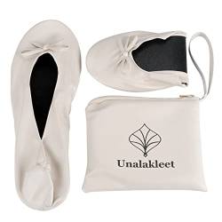 Unalakleet Faltbare Blallet Flats- Roll Up Slipper Pouch Damen Hochzeit Schuhe, nude, 39 EU von Unalakleet
