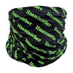 Unantastbar - Logo, Schlauchschal Multifunktionstuch - Bedrucktes Bandana Elastische Halstuch Schlauchtuch Sturmmaske schwarz/grün alloverprint von Unantastbar