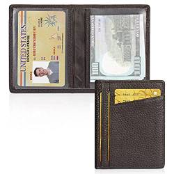 Unaone Schlanke, minimalistische Geldbörse – Premium-Leder, RFID-blockierende Vordertasche, Brieftaschen mit 8 Kartenfächern und 2 Ausweisfenster, Dunkelblau, kaffeebraun, Minimalistisch von Unaone