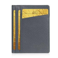 Unaone Schlanke, minimalistische Geldbörse – Premium-Leder, RFID-blockierende Vordertasche, Brieftaschen mit 8 Kartenfächern und 2 Ausweisfenstern, grau/blau von Unaone