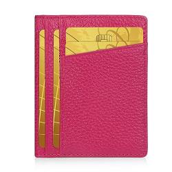 Unaone Schlanke, minimalistische Geldbörse – Premium-Leder, RFID-blockierende Vordertasche, Brieftaschen mit 8 Kartenfächern und 2 Ausweisfenstern, rosarot, Minimalistisch von Unaone