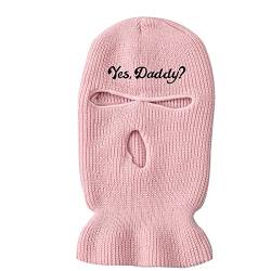 3-Loch Skimaske Strickmütze Warm Outdoor Radfahren Winddichte Maske Sturmhaube, rose, One size, 41 von Unbekannt