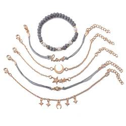 3 Stück / Set Boho Frauen Hohl Herz Liebe Perlen mehrschichtig Seil Armband Schmuck kostengünstig und langlebig von Unbekannt
