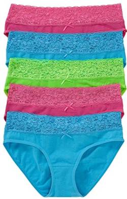 5er-Pack Damenslips Unterhosen Hüftslip mit elegant verziertem Spitzenbündchen Hüftpanty (36/38) von Unbekannt