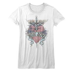 Bon Jovi - Durchbohrtes T-Shirt der Frauen, Large, White von Unbekannt