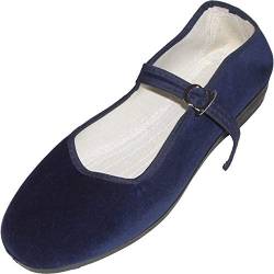 China-Samtschuhe, Größe 34, Blau von Unbekannt