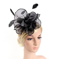 Damen Mädchen Hochzeit Royal Ascot Race Fascinatoren Top Hat Fascinator Hüte Kopfbedeckung Feder Blume Stirnband Cocktail Tee Party (schwarz) von Unbekannt